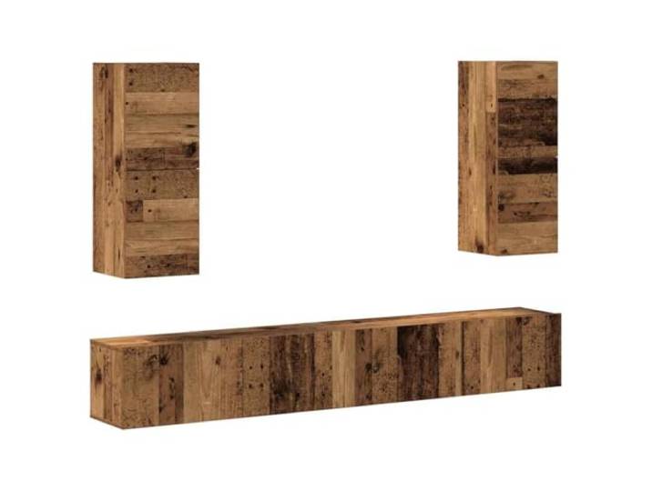 RJPLMFV TV-Schrank, Wandmontage, 4-teilig, Holz Klassisches Design, große Aufbewahrung, Wandmontage, robuste Oberfläche, für Wohnzimmer