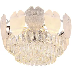 Deckenleuchte Deckenlampe Schlafzimmerleuchte Kristall Glas 8 flammig Küchenlampe, Metall chrom, 8x E14 Fassungen, DxH 50x27,9 cm