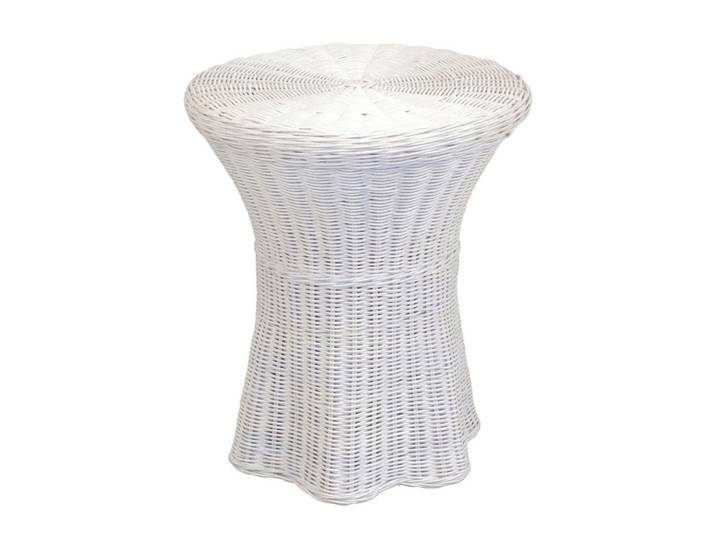 Mid.you Beistelltisch, Weiß, Holz, Rattan, massiv, Uni, rund, Säule, 44x51x44 cm, Holzmöbel, Holztische, Beistelltische Holz