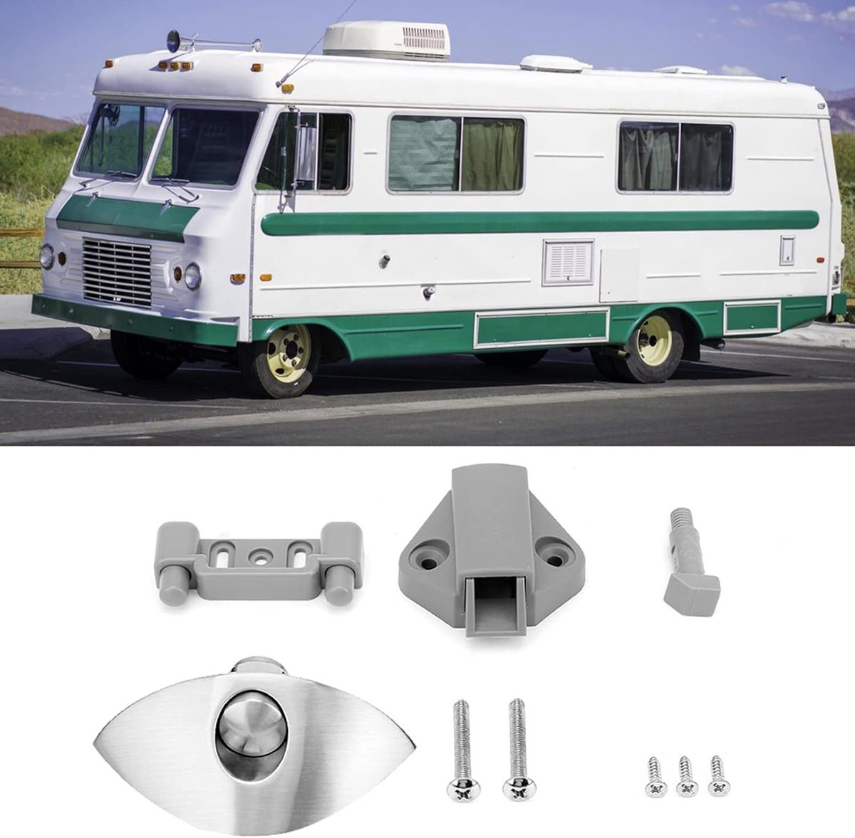 Zilveren Kastslot met Drukknop voor Meubels en Caravans, geschikt voor 14-16mm dikte