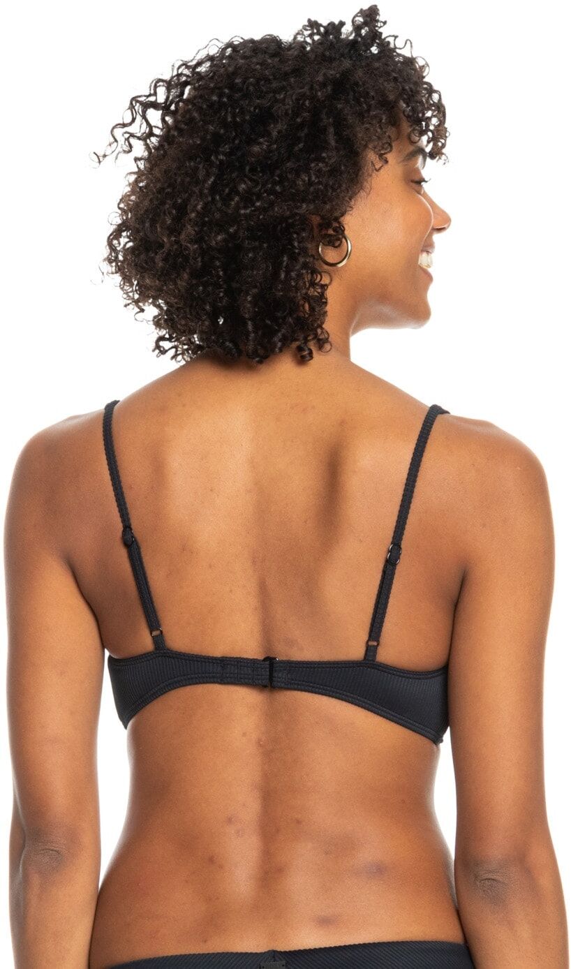 Triangel-Bikini-Top ROXY "Rib Roxy Love The Oceana V", Damen, Gr. XS, grau (anthrazit), Obermaterial: 91% Nylon, 9% Elasthan., Bikini-Oberteile Triangel-Bikini-Top anthrazit XS