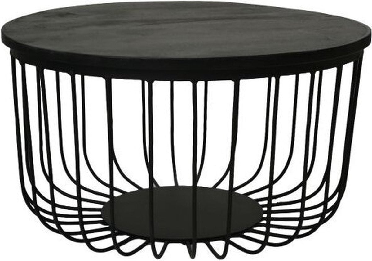 HSM Collection Salontafel Maden Zwart Mangohout en IJzer Ø60 cm