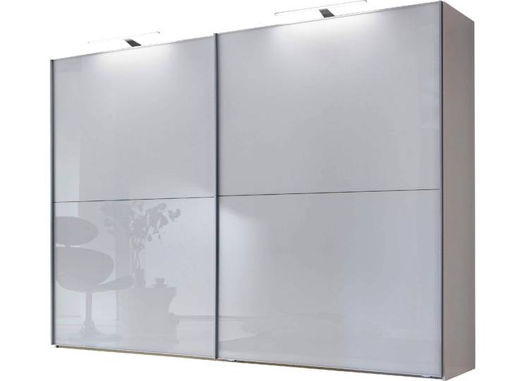 Schwebetürenschrank, Weiß, 200x217x67 cm, Holzwerkstoff & Glas, 2 Türen, Modern, Wiemann