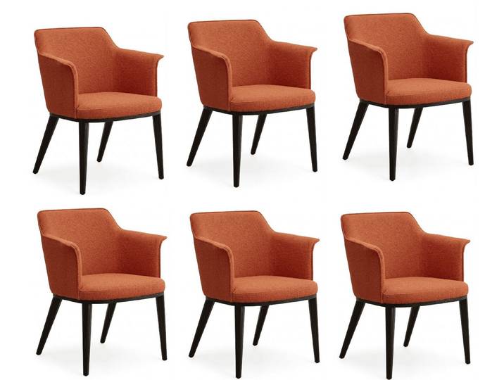 Xlmoebel Sitzgruppe Exzellenter Armlehnenstühle 6x Set Orange Strukturstoff Esszimmerstuhl, (6-tlg., 6-tlg)