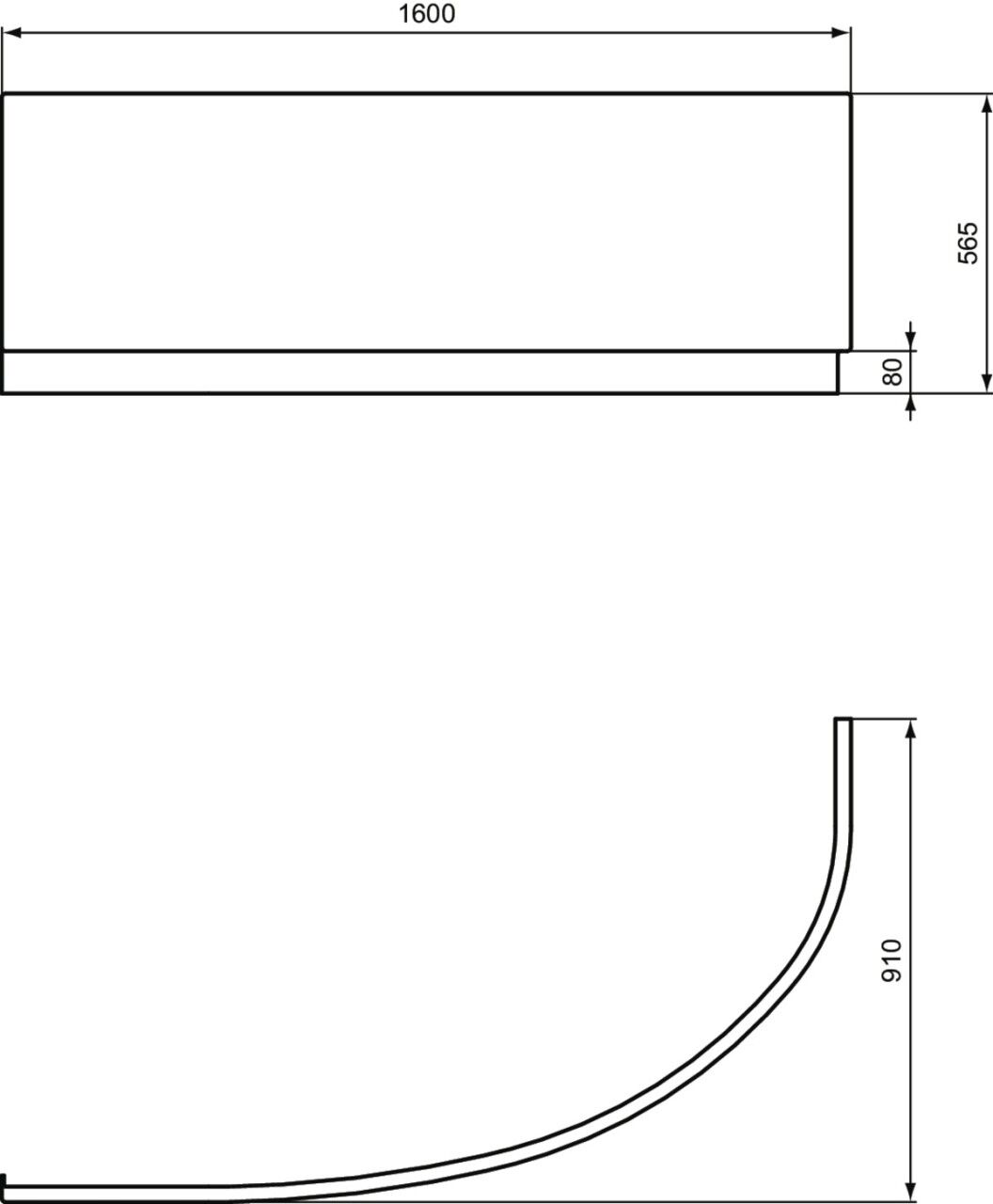 Ideal Standard Schürze Hotline Neu 1600mm, asymmetrisch links, Weiß K276001 K276001