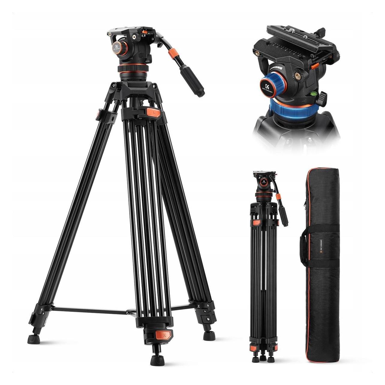K&F Concept Profesjonalny Statyw Filmowy Do Filmowania Video Głowica Olejowa K&f192cm / Kf09.148v1 (Metall) (61307878)