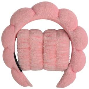 Uplifted Goods Microfiber Wristband And Puffy Headband Set For Face Washing And Skincare h