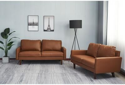 AMERROBIL Faux leather 2 Piece Loveseat and Sofa Living Room Set