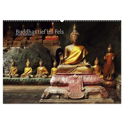 Buddhas tief im Fels (Wandkalender 2026 DIN A2 quer), CALVENDO Monatskalender