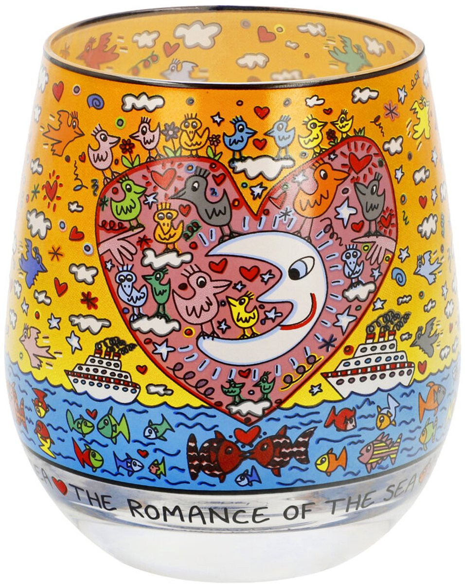 Goebel James Rizzi Windlicht Romance of the Sea - Set van 2 glazen waxinelicht houders - 9 cm