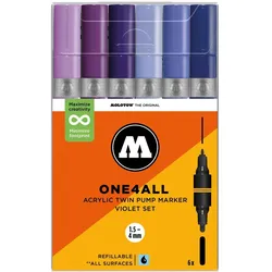 Molotow, Marker, Acrylmarker One4All Acrylic Twin Violet Set (6x)