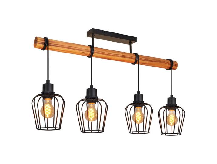 ZMH Deckenleuchte Belenor 80/13/48 cm, Schwarz, Metall, Holz, Vintage, E27, 13x48x80 cm, Lampen & Leuchten, Innenbeleuchtung, Deckenleuchten, Deckenleuchten