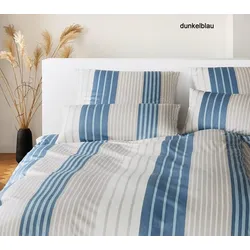 Elegante Bettwäsche Range - 155x220 cm + 40x80 cm	dunkelblau
