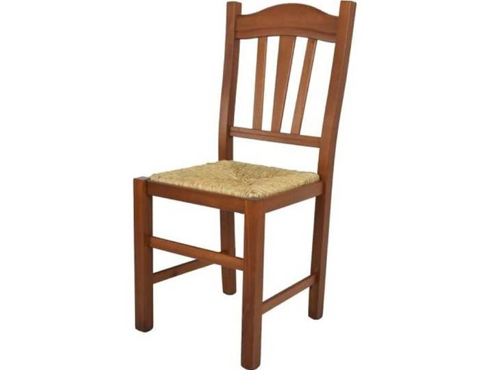 Tommychairs - Chaise cuisine SILVANA robuste structure en bois de hêtre peindré en noyer clair et assise en paille