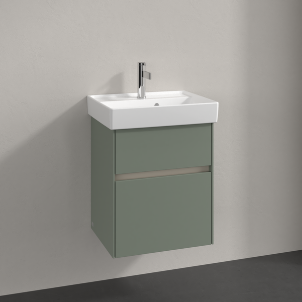 Villeroy und Boch Collaro Waschtischunterschrank C006B0AF 46x54,6x37,4cm, Waschbecken mittig, LED-Beleuchtung, soft green