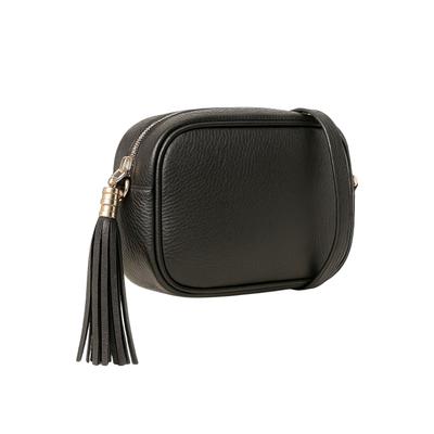 Umhängetasche "Alpha", Damen, Gr. B/H/T: 20cm x 15cm x 6cm onesize, schwarz, Leder, COLLEZIONE ALESSANDRO, Taschen Umhängetasche, der perfekte Klassiker aus Leder