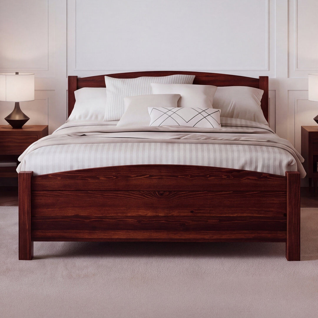 August Grove Anakin Bed Red Wood European Kingsize (160 x 200 cm)