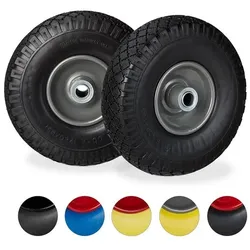 relaxdays 2er-Set Sackkarrenrad Vollgummi 3.00-4 Zoll mit Stahlfelge ANaturrazit