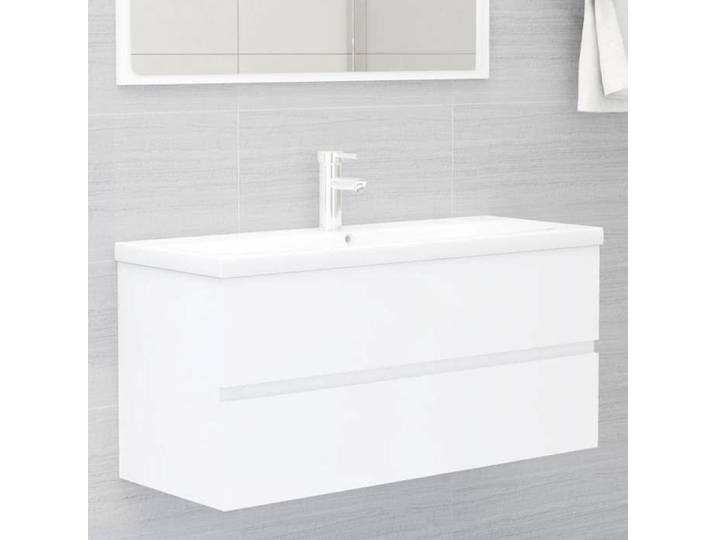 NEW 2026  Meuble Lavabo de Bain - 1 PC - Armoire d'évier - avec lavabo intégré Blanc Aggloméré 100x38.5x45 cm L6232