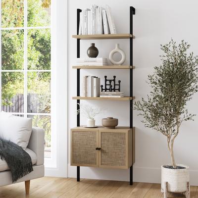 Nathan James Theo Open Shelf Industrial Bookcase with Drawers or Cabinets