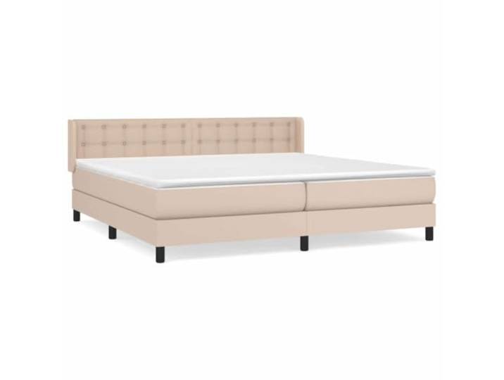 KKgypkn Boxspringbett 200x200cm mit Taschenfederkernmatratze, höhenverstellbares Kopfteil, Kunstleder Cappuccino-Braun, inklusive Matratzenauflage