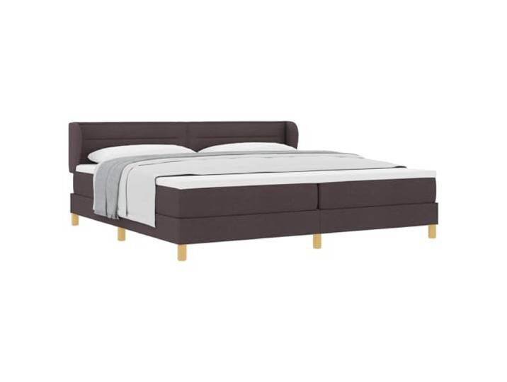 PUGYNBK Boxspringbett, 200 x 200 cm, Dunkelbraun, Stoff Verstellbares Kopfteil, Lattenrost inklusive, Kiefernholz, Taschenfedern