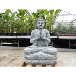 Buddha-Figur / Skulptur 100 cm aus Steinguss – sitzend auf Lotusthron winterfest