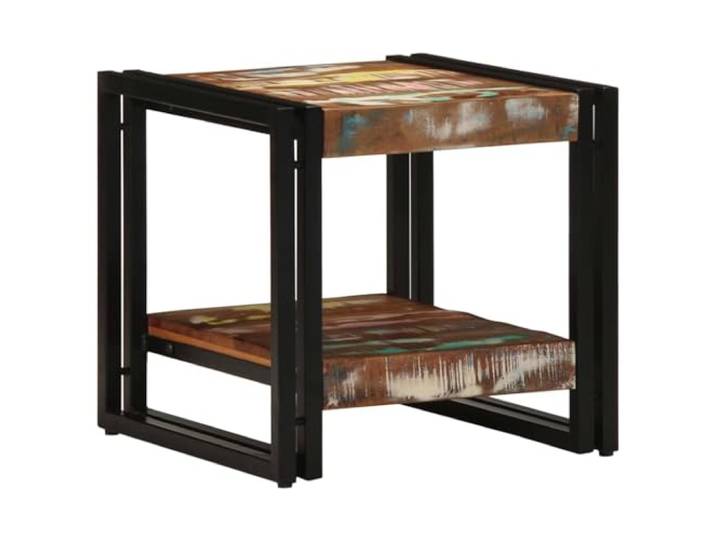 IBUQDDV Couchtisch 40 x 40 x 38 cm Massives upgecyceltes Holz Sekundärer Stahl, geräumiges Fach, Innenbereich, Wohnzimmer, modernes Design, langlebig