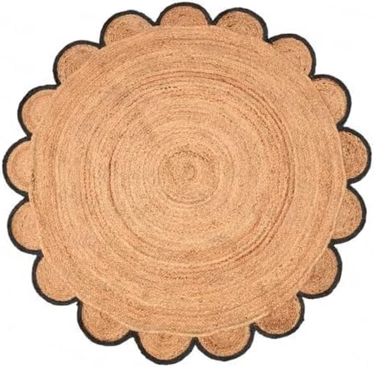 Rond handgeweven jute vloerkleed - Zwart
