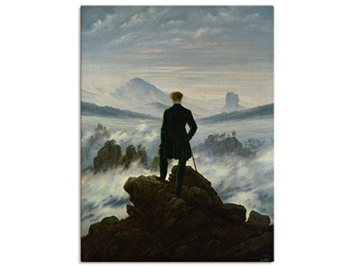 ARTLAND Wanddeko Leinwand Bilder Wandbild 60x80 cm Wandern Berge Wald Wolken Nebel Der Wanderer über dem Nebelmeer 1818 Romantik Caspar David Friedrich T6QN