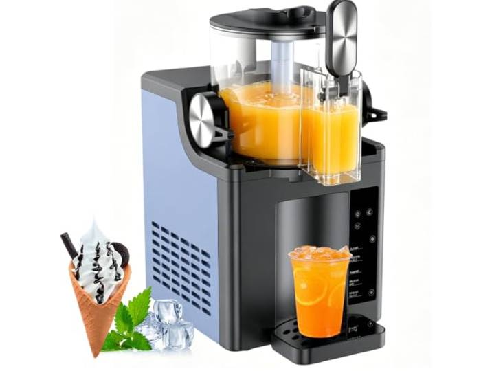 Softeismaschine, 1,5-Liter-Slush-Maschine mit 5 voreingestellten Modi, LED-Anzeige, selbstreinigender Getränkeautomat für Partys und Cafés