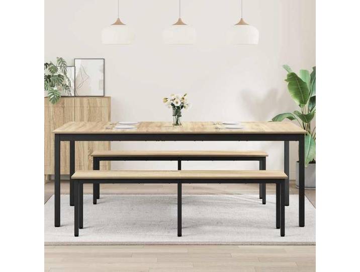 Table à manger - UU - Bois d'ingénierie - Noir - Entretien facile - 200x100x75 cm jjc52i