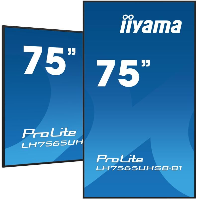 IIYAMA ProLite LH7565UHSB-B1 Écran 4K de 75" avec luminosité de 800cd/m², Android 11 et double orientation, idéal pour l'affichage dynamique