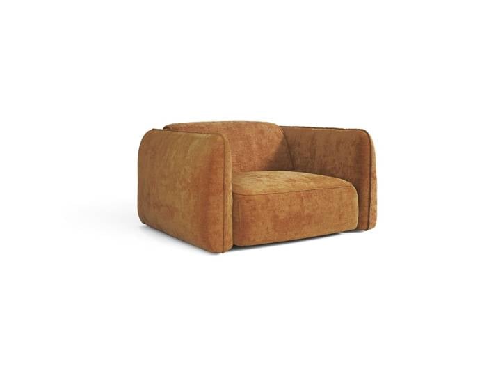 Fauteuil en velours gaufré caramel