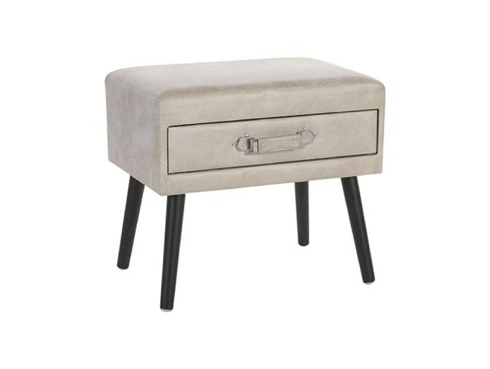 Lustiger Nachttisch 1 Schublade Koffer-Optik Kunstleder beige Eurostar