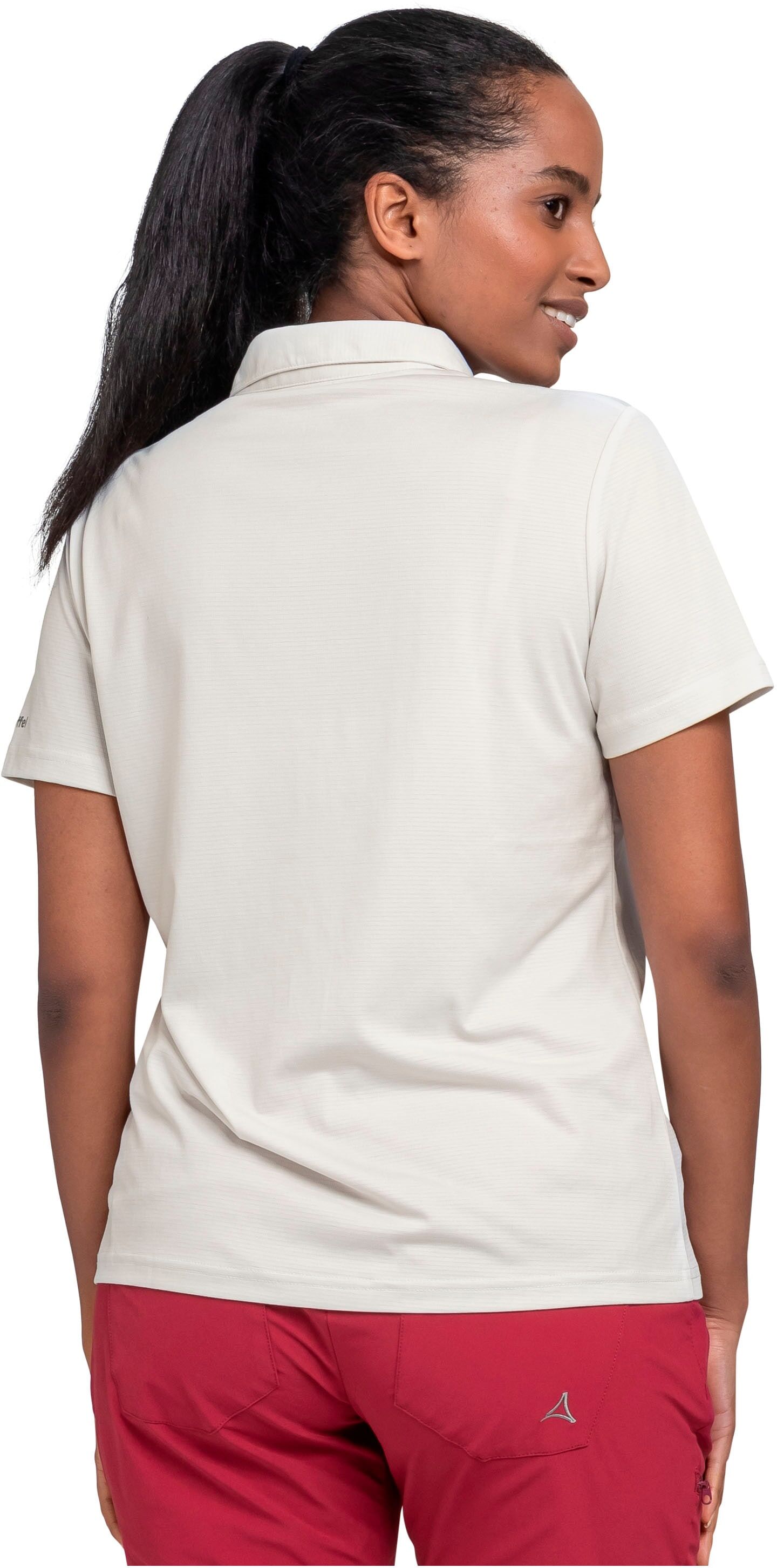 Poloshirt SCHÖFFEL "CIRC Polo Shirt Tauron L", Damen, Gr. 42, weiss (nordic), Obermaterial: 100% Polyester, normal, Shirts Poloshirt, sportliche Passform, kurze Ärmellänge, schnelltrocknend nordic 42
