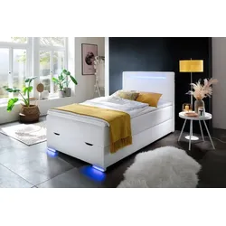 meise.möbel Boxspringbett Las Vegas II 120 x 200 cm Lederoptik Weiß