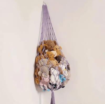 Inspire Curations Large Macrame Stuffed Animal Storage Hammock purple