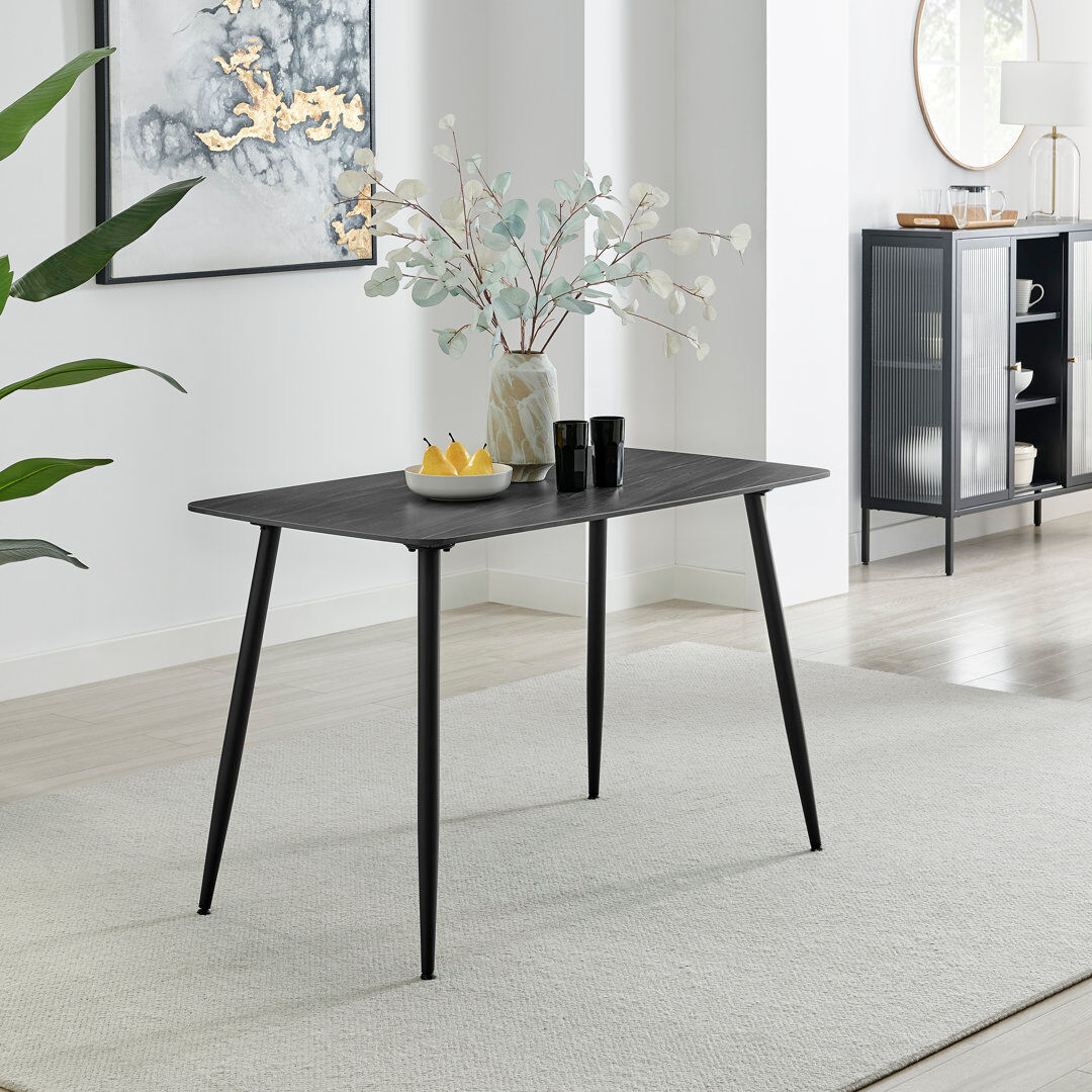 Fairmont Park Aston Rectangle Marble Effect Ceramic 6 Seater Dining Table With Metal Legs - Modern Luxury Design Grey