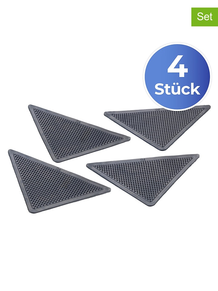 Maximex 2er-Set: Antirutsch-Teppichecken in Schwarz - 2x 4 Stück - onesize