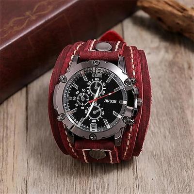 Herren Quarz Uhr Lässiges Datum Echtes Leder Uhr