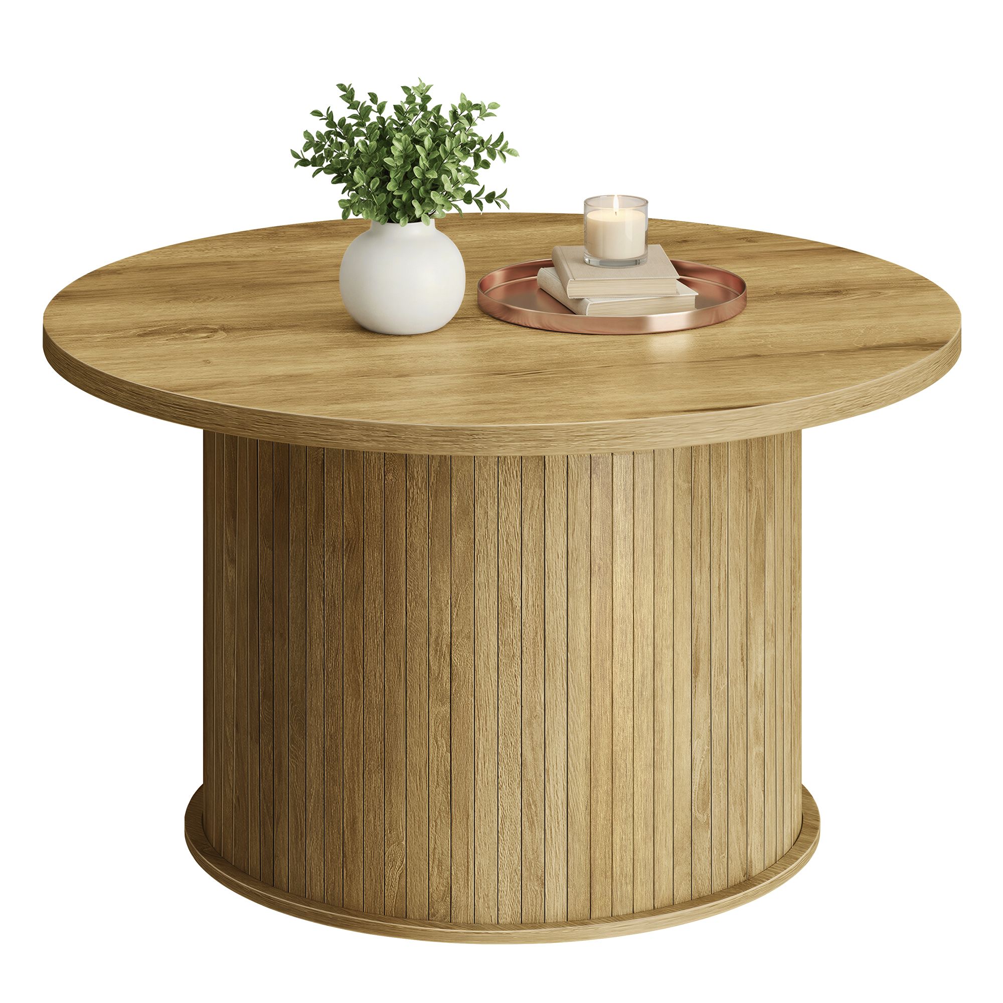 VASAGLE Runder Couchtisch im Tambour-Design, Ø 80 cm LCT276K101