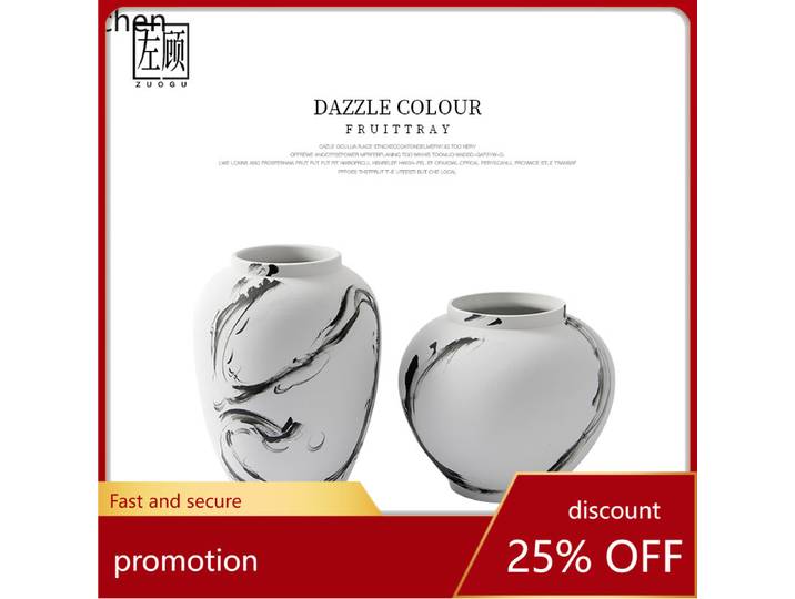 YFY – Vase de peinture à l'encre en céramique de Style chinois, modèle de fleur, pour salle, salon, bureau de vente, décoration d'entrée