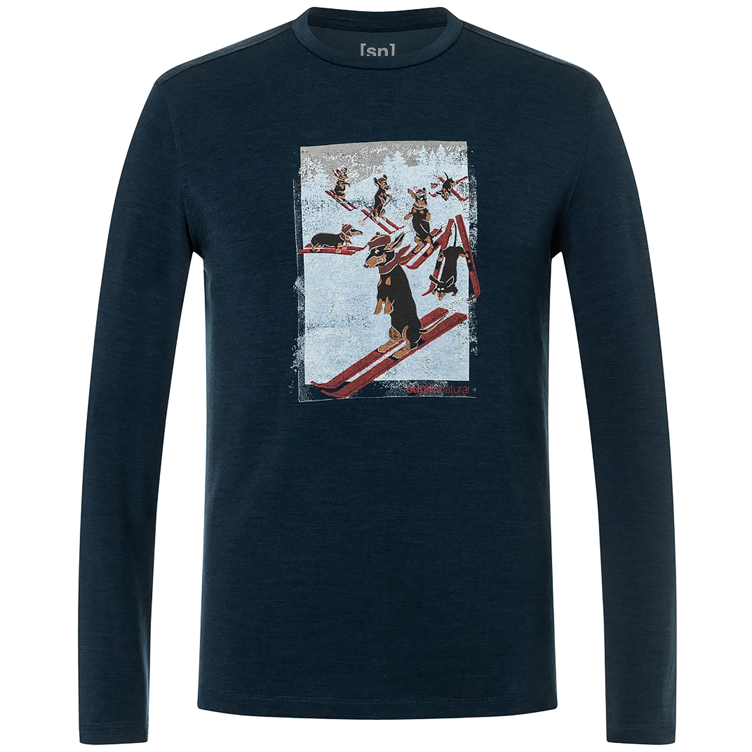 Super.Natural Dachshund Brush Herren Longsleeves blau Größe S Trekking Hautfreundlich Merinowolle