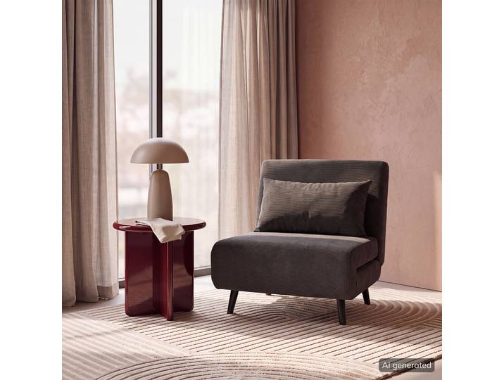 Schlafsessel Grau/Grau Cordstoff Eldrid Schwarz 77 x 81 x 90cm
