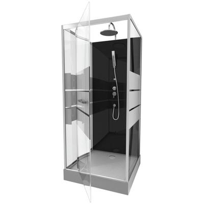 Komplettdusche MARWELL "Dusy", schwarz, B:70cm H:225cm T:70cm, Duschkabinen, inkl. Armaturen