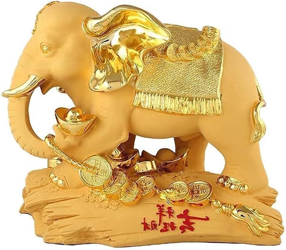 Gouden Decoratie Olifant Beeldhouwkunst Ornament voor op Tafel, L20 x B12 x H17 cm
