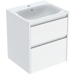 Geberit Renova Plan Möbel-Waschtisch-Set 504038011 Breite 55cm, Korpus/Front weiß / lackiert seidenglanz, Waschtisch weiß