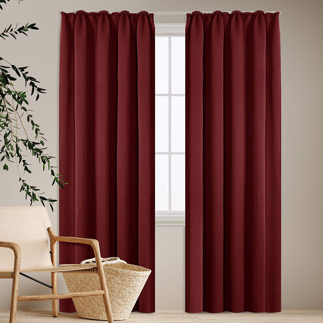 Ebern Designs Deavin Blackout Curtain Pair Dark Red Width 140 x Drop 200cm