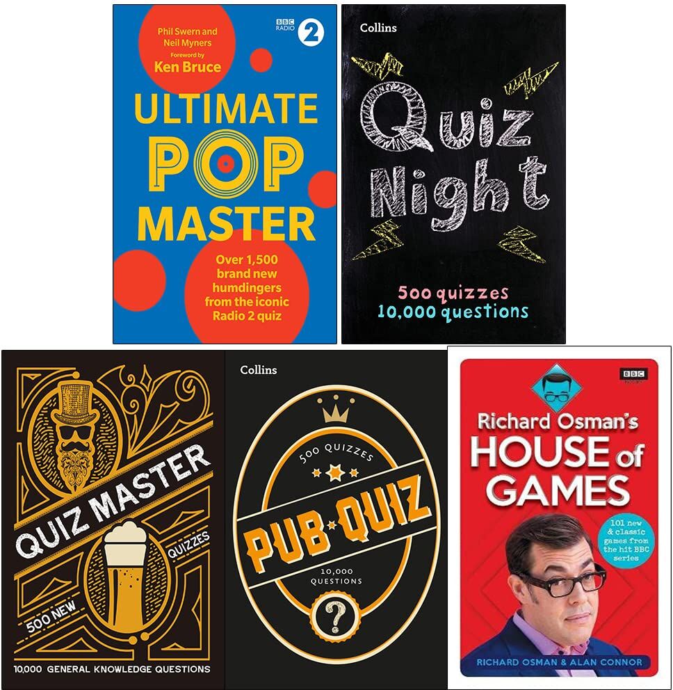 BBC Books Ultimate Popmaster, Collins Quiz Night, Collins Quiz Master, Collins Pub Quiz and Richard Osman's House of Games 5 Books Collection Set